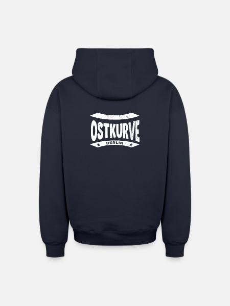 Berlin Stadium Ostkurve, Mug, Bag, Socks - Oversized Heavyweight Unisex Zip Hoodie - navy