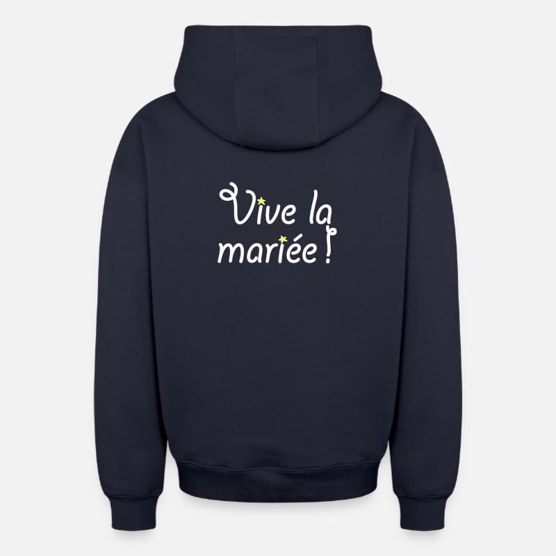 Vive la mariée ! - Sweat à capuche unisexe zippé oversize épais SPREAD - bleu marine