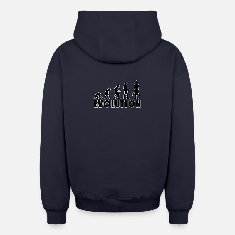 Evolution from human to android - Oversized Heavyweight Unisex Zip Hoodie - navy
