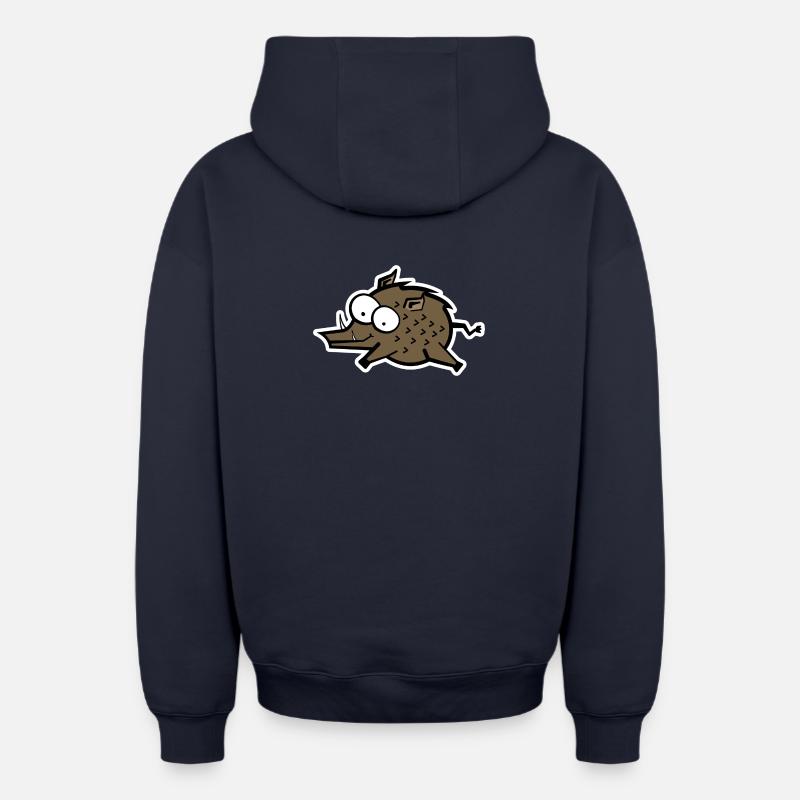 Sanglier - Sweat à capuche unisexe zippé oversize épais SPREAD - bleu marine