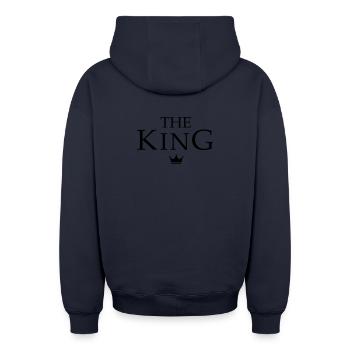 King Queen partner look - Oversized Heavyweight Unisex Zip Hoodie - navy - Back - AI Model Male 185 dark (185cm)