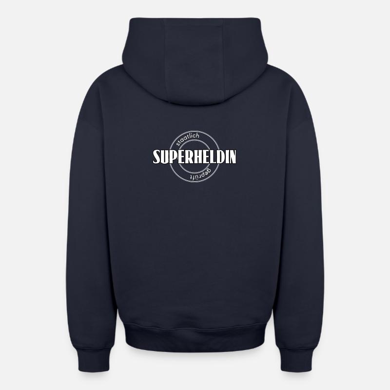 Superheldin - Oversized Heavyweight Unisex Zip Hoodie - Navy