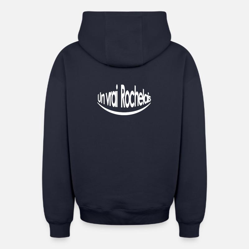 Un vrai rochelais - Sweat à capuche unisexe zippé oversize épais SPREAD - bleu marine