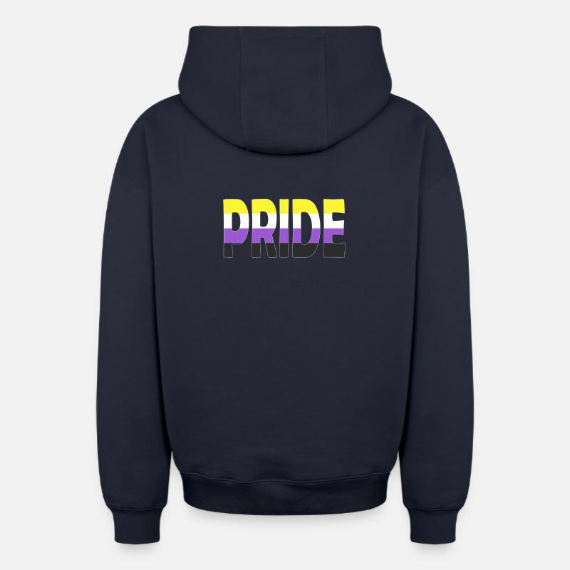 Pride lettering Non-Binary Non-Binary LGBTQ - Oversized Heavyweight Unisex Zip Hoodie - navy