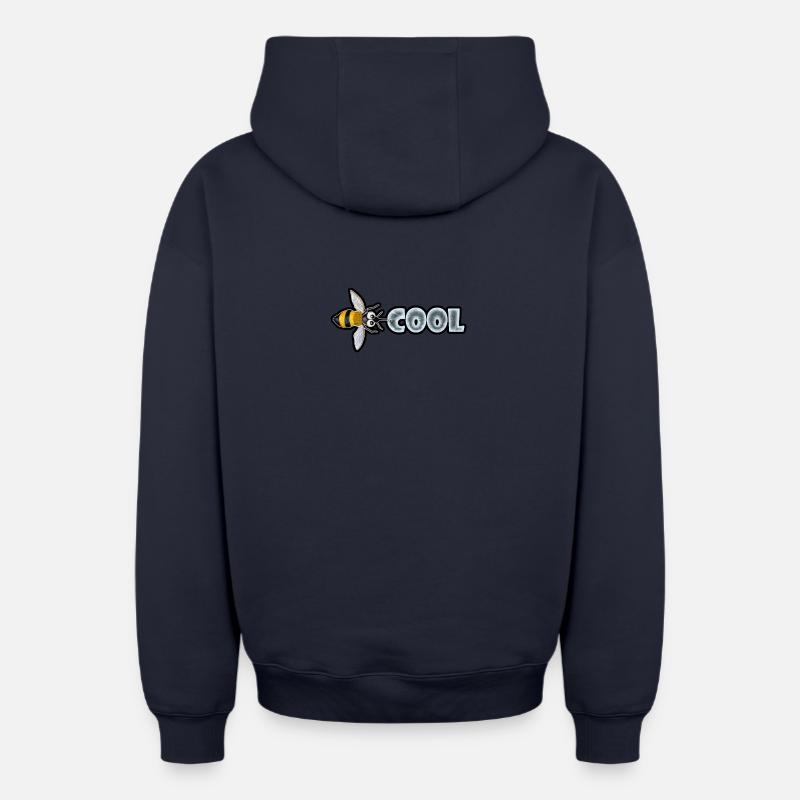 BEE COOL (horizontal) - Oversized Heavyweight Unisex Zip Hoodie - Navy