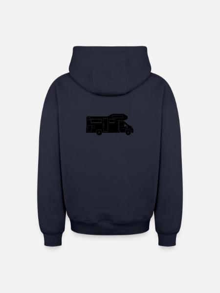 Motorhome silhouette – simple camping design - Oversized Heavyweight Unisex Zip Hoodie - navy