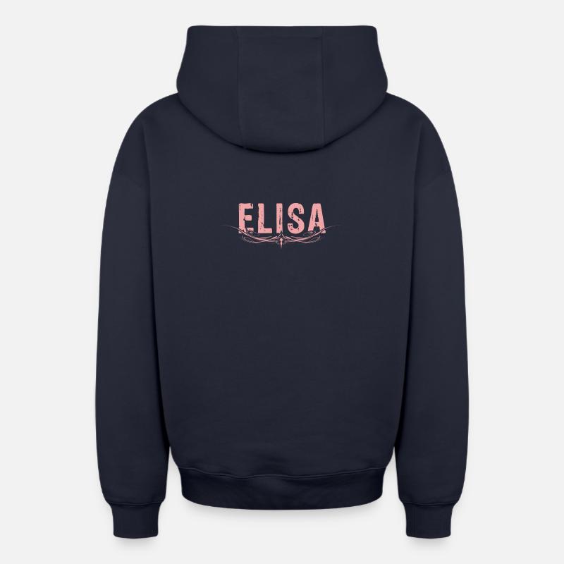 ELISA décoré - Sweat à capuche unisexe zippé oversize épais SPREAD - bleu marine