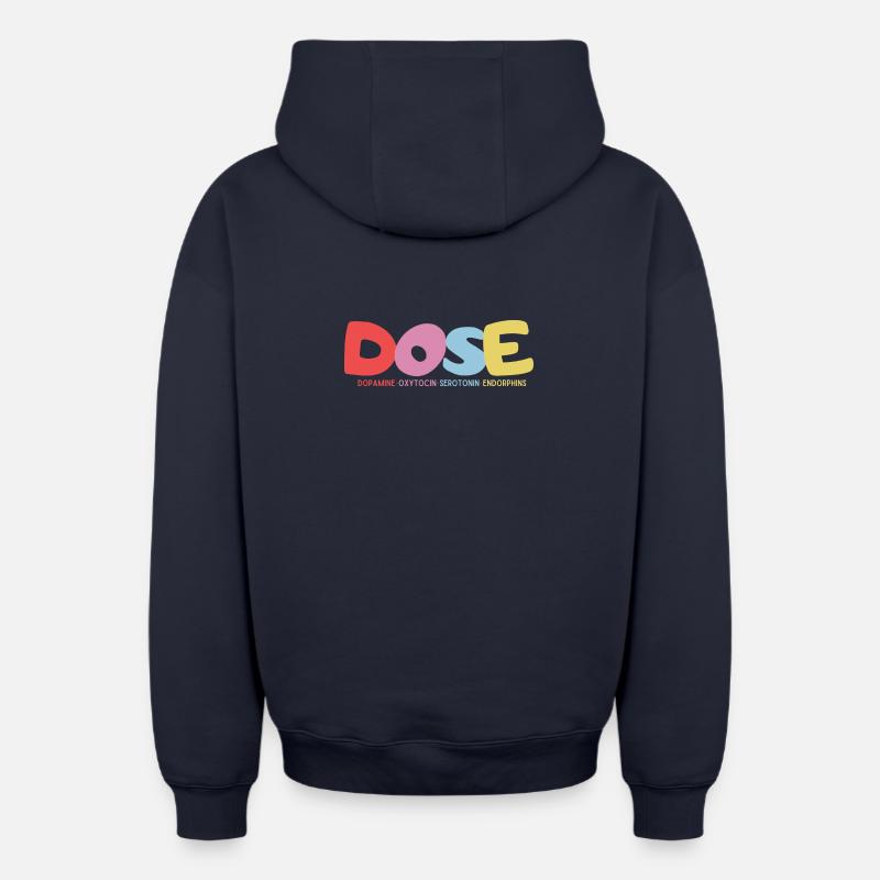 DOSE-Dopamine•Ocytocine•Sérotonine•Endorphines - Sweat à capuche unisexe zippé oversize épais SPREAD - bleu marine