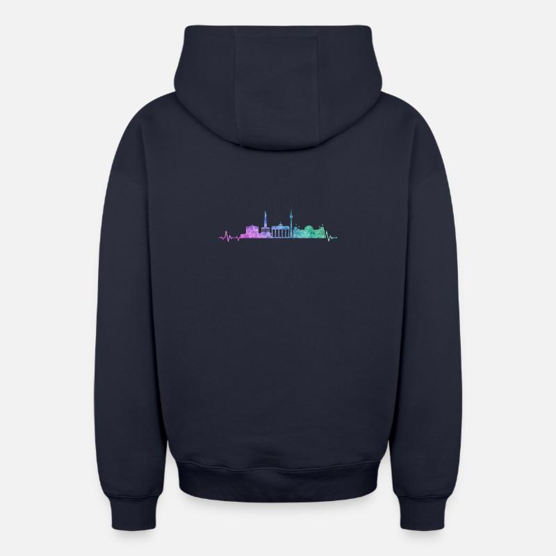 Toits de Berlin - Sweat à capuche unisexe zippé oversize épais SPREAD - bleu marine