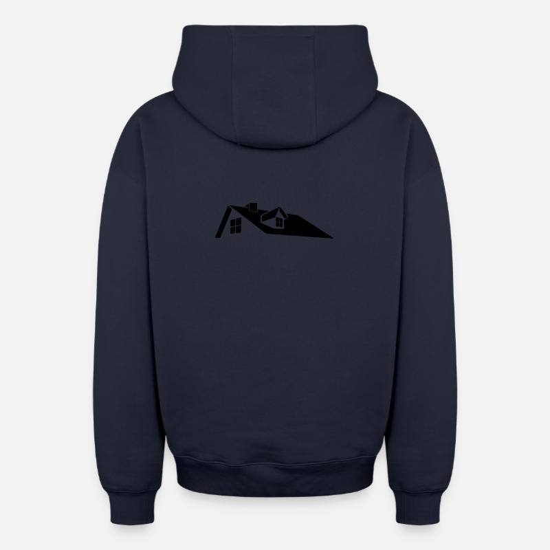 Logo des Dachhauses mit Dachgaube - Oversized Heavyweight Unisex Zip Hoodie - Navy