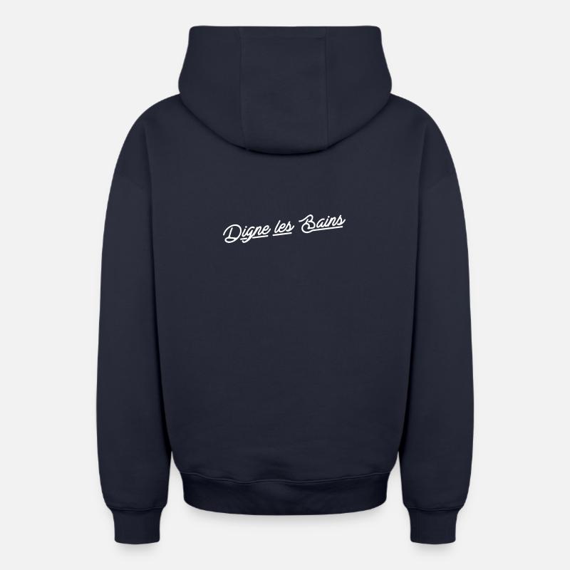 Digne les bains - Sweat à capuche unisexe zippé oversize épais SPREAD - bleu marine