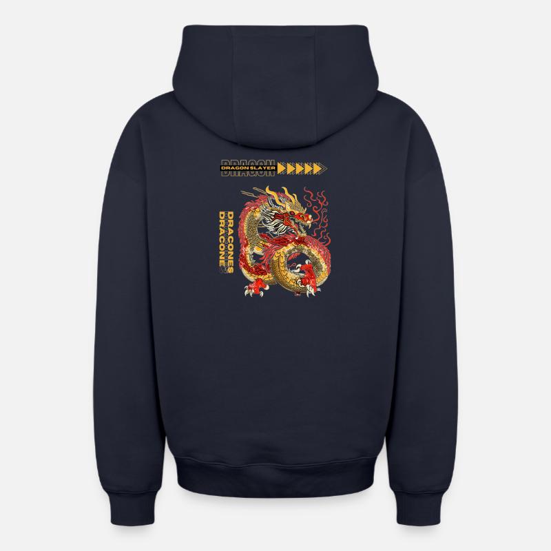 Tueur de dragons - Sweat à capuche unisexe zippé oversize épais SPREAD - bleu marine