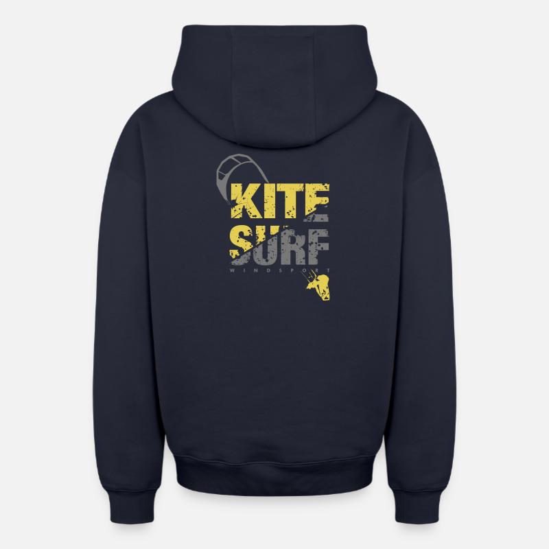 KITE SURF 2 - Sweat à capuche unisexe zippé oversize épais SPREAD - bleu marine