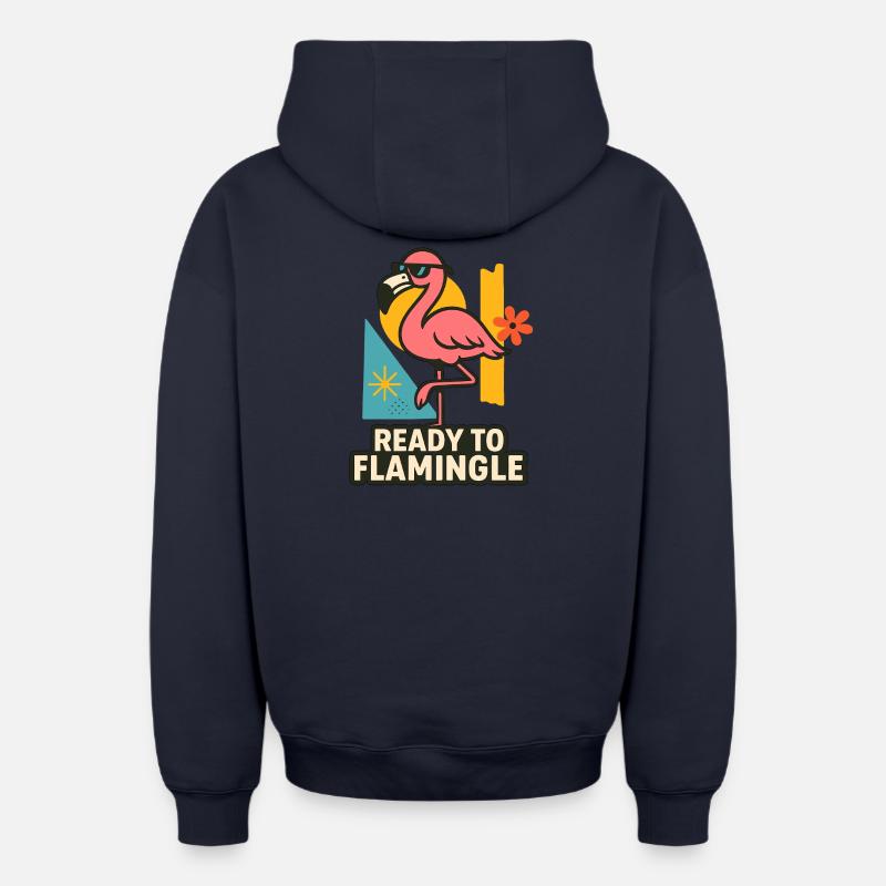 Prêt à flaminger - Sweat à capuche unisexe zippé oversize épais SPREAD - bleu marine