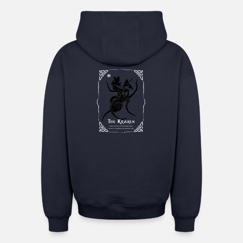 Le Kraken - Sweat à capuche unisexe zippé oversize épais SPREAD - bleu marine