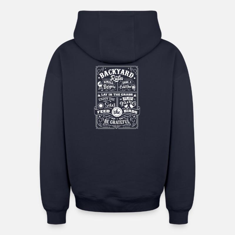 Backyard rules - Oversized Heavyweight Unisex Zip Hoodie - Navy