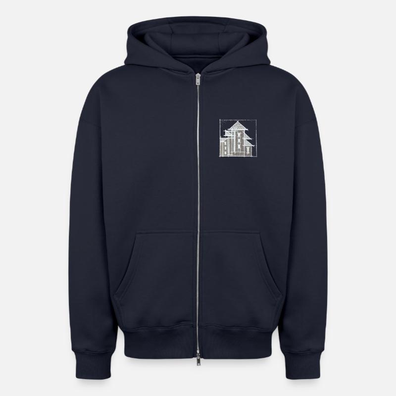 MAISON - Sweat à capuche unisexe zippé oversize épais SPREAD - bleu marine