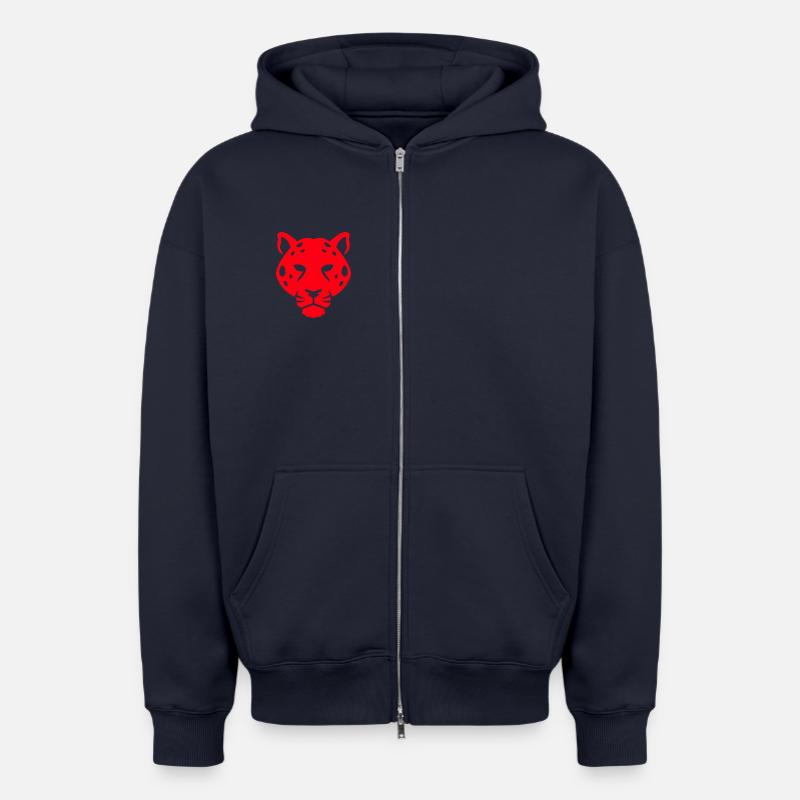 Art numérique Panther Head - Sweat à capuche unisexe zippé oversize épais SPREAD - bleu marine