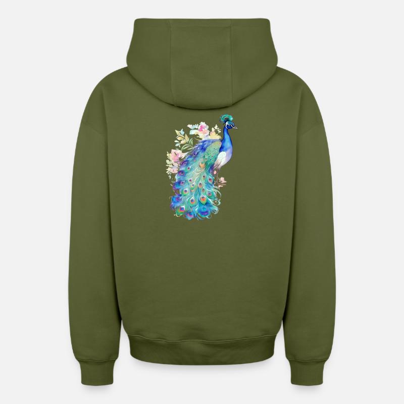 Paon - Sweat à capuche unisexe zippé oversize épais SPREAD - kaki