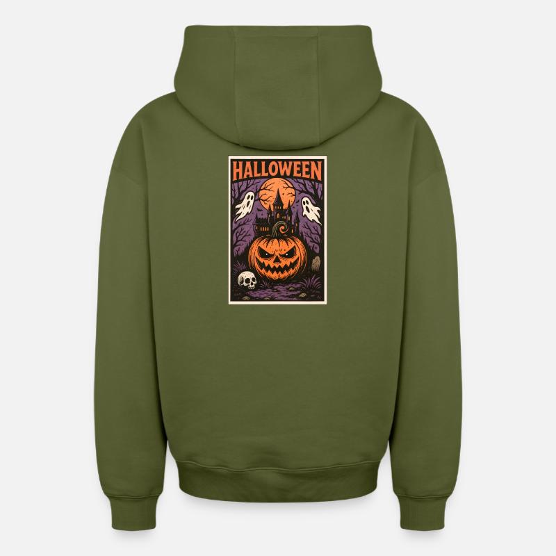 Halloween classique - Sweat à capuche unisexe zippé oversize épais SPREAD - kaki