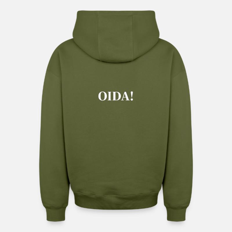 OIDA ! Énoncé de contraste - Sweat à capuche unisexe zippé oversize épais SPREAD - kaki