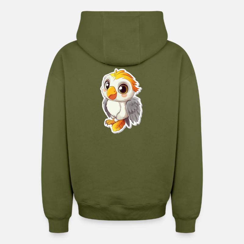 Cacatoès - Sweat à capuche unisexe zippé oversize épais SPREAD - kaki