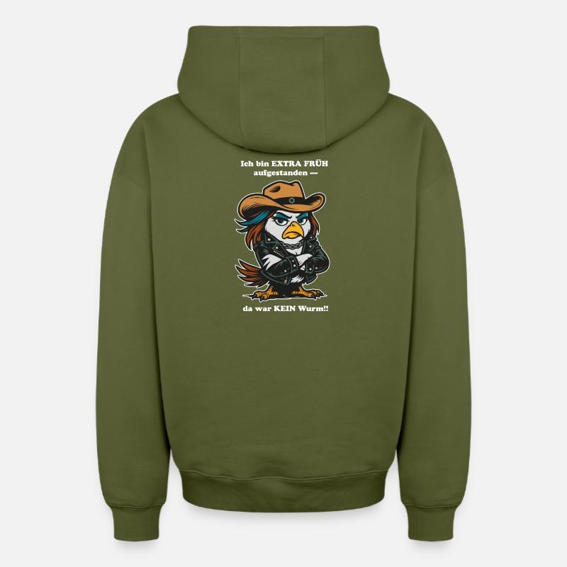 Früher Vogel - Oversized Heavyweight Unisex Zip Hoodie - Khaki