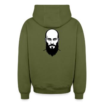 Héros tchétchène - Sweat à capuche unisexe zippé oversize épais SPREAD - kaki - Dos - AI Model Male 185 dark (185cm)