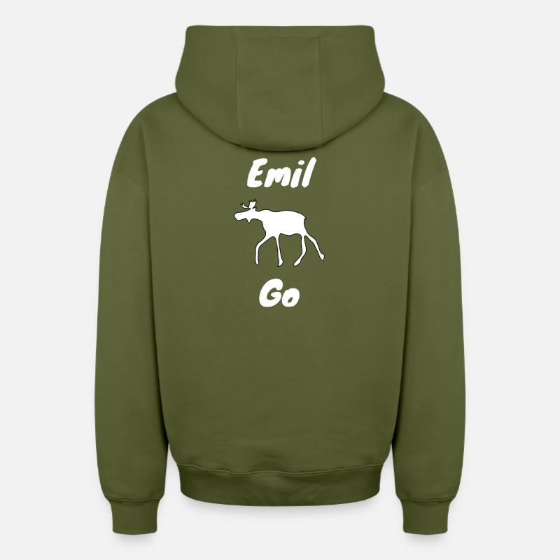Emil l’élan avec - Sweat à capuche unisexe zippé oversize épais SPREAD - kaki