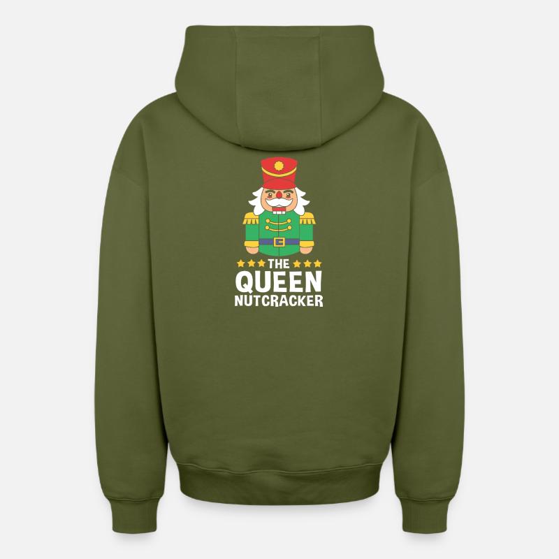 Casse-Noisette de Noël Reine - Sweat à capuche unisexe zippé oversize épais SPREAD - kaki