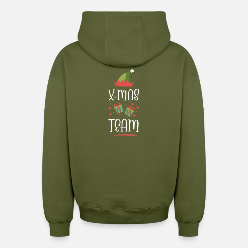 L’équipe X-Mas - Sweat à capuche unisexe zippé oversize épais SPREAD - kaki