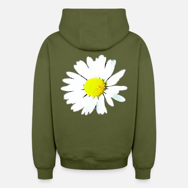 Fleur - Marguerite - Sweat à capuche unisexe zippé oversize épais SPREAD - kaki