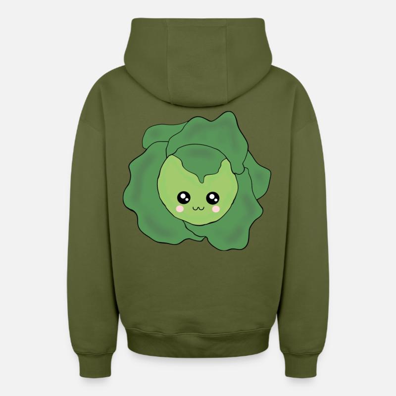 Carnaval, Carnaval, costume, salade - Sweat à capuche unisexe zippé oversize épais SPREAD - kaki