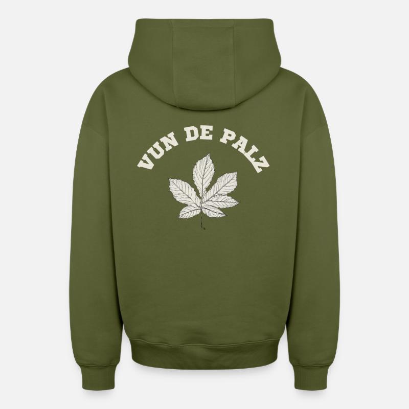 Keschde - Sweat à capuche unisexe zippé oversize épais SPREAD - kaki