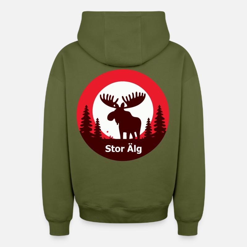 Stor älg - Oversized Heavyweight Unisex Zip Hoodie - Khaki