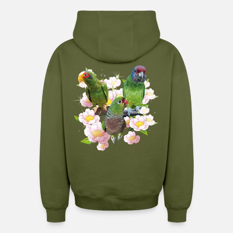 Perroquets - Sweat à capuche unisexe zippé oversize épais SPREAD - kaki