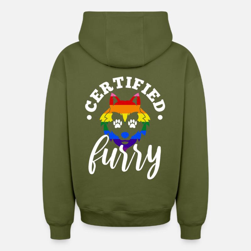 Fourrure certifiée - Sweat à capuche unisexe zippé oversize épais SPREAD - kaki