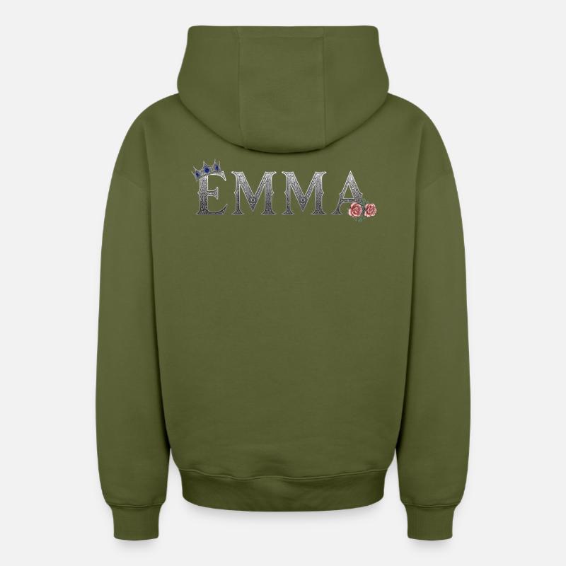 Emma Royale Rose - Sweat à capuche unisexe zippé oversize épais SPREAD - kaki