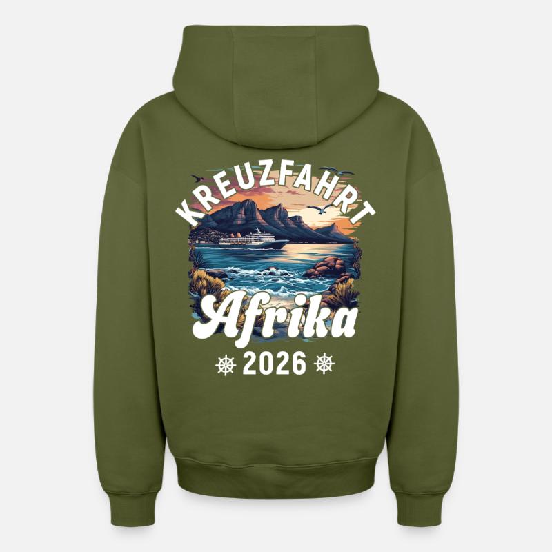 Croisière Afrique 2026 - Sweat à capuche unisexe zippé oversize épais SPREAD - kaki