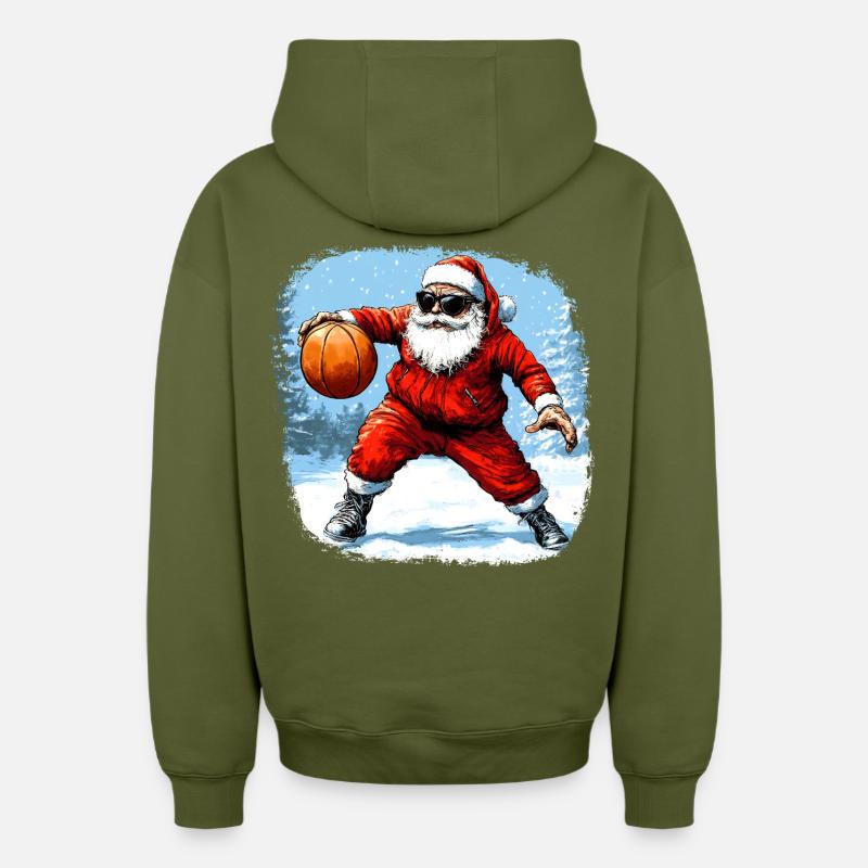 Basketteur Noël - Sweat à capuche unisexe zippé oversize épais SPREAD - kaki
