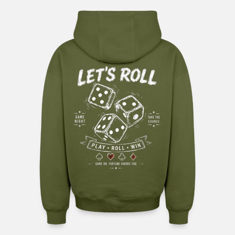 Let's Roll Dice – Spieleabend Geschenkidee - Oversized Heavyweight Unisex Zip Hoodie - Khaki
