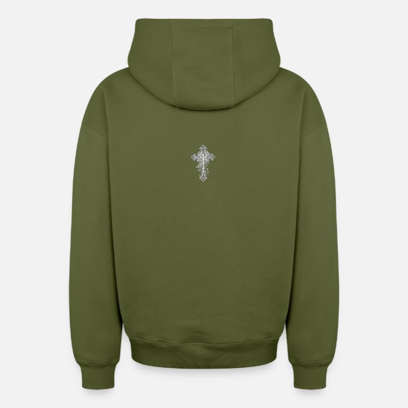 Art en ligne rosicrucien - Sweat à capuche unisexe zippé oversize épais SPREAD - kaki