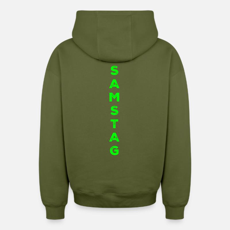 Samedi - vert - Sweat à capuche unisexe zippé oversize épais SPREAD - kaki