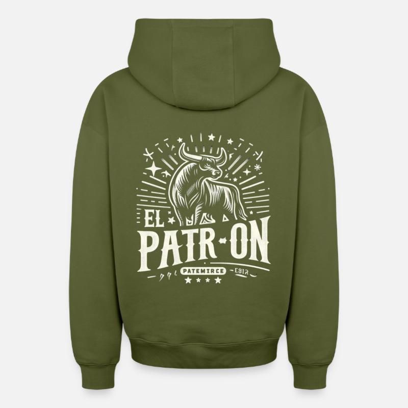 El PatrOn Stier Logo - Oversized Heavyweight Unisex Zip Hoodie - Khaki