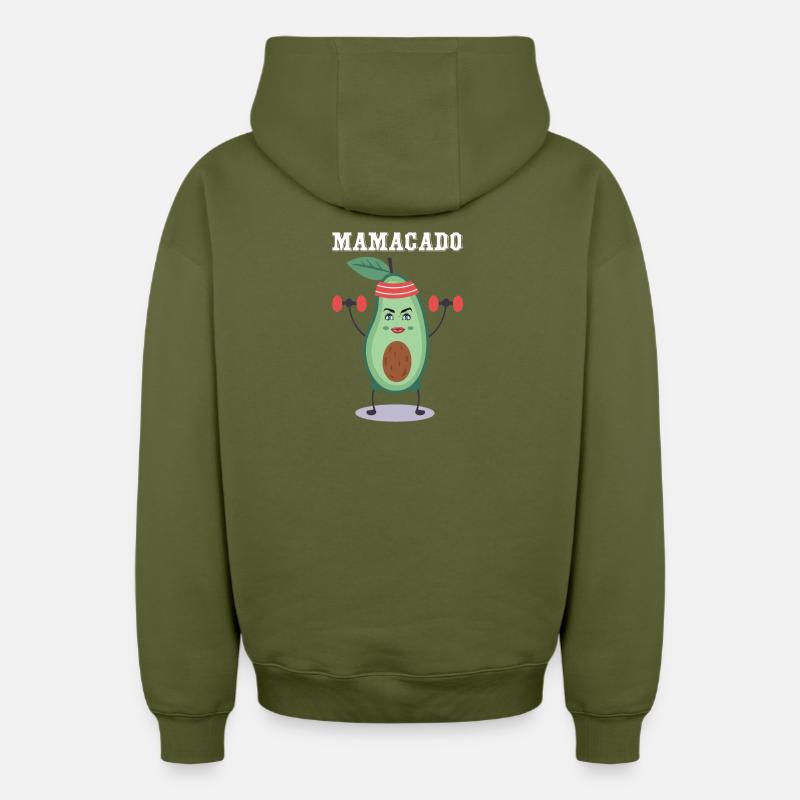 Mamacado - Cadeau d'avocat - Sweat à capuche unisexe zippé oversize épais SPREAD - kaki
