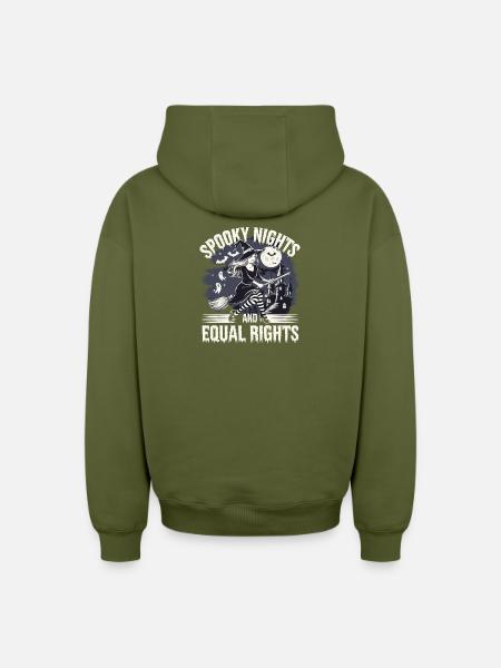 Nuits effrayantes et même sorcière - Sweat à capuche unisexe zippé oversize épais SPREAD - kaki