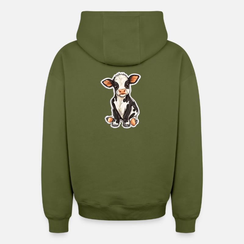 Vache - Sweat à capuche unisexe zippé oversize épais SPREAD - kaki