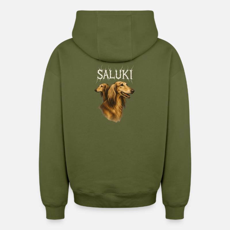 Lévrier persan - Sweat à capuche unisexe zippé oversize épais SPREAD - kaki