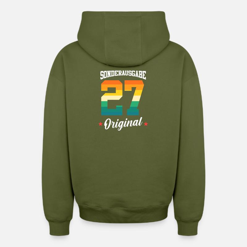 27 Anniversaire - Sweat à capuche unisexe zippé oversize épais SPREAD - kaki