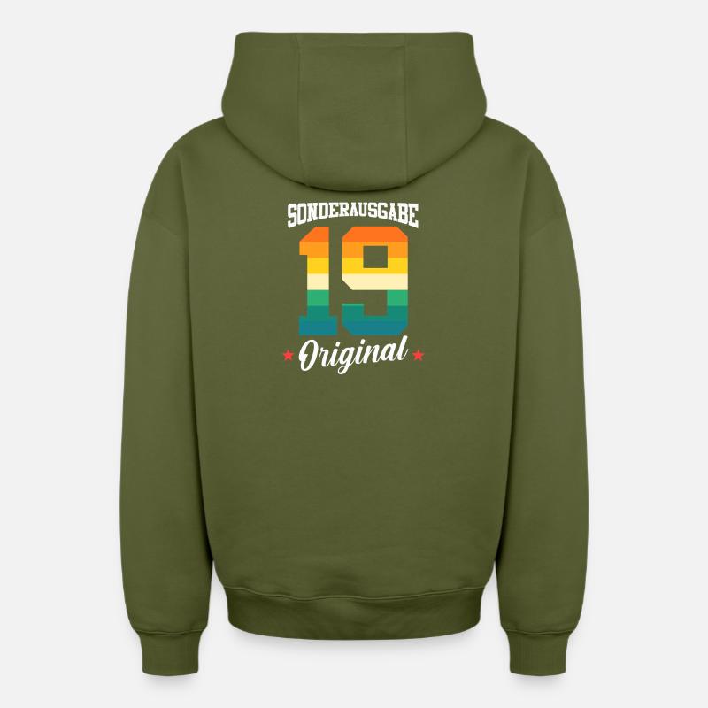 19 Anniversaire - Sweat à capuche unisexe zippé oversize épais SPREAD - kaki